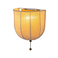 1-Light Vintage Natural Fabric Linen Cage Wall Sconce