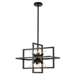 8-Light Vintage Sputnik Black Open Square Lantern Pendant