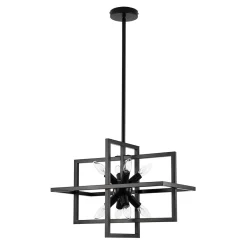 8-Light Vintage Sputnik Black Open Square Lantern Pendant