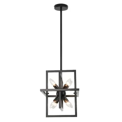 8-Light Vintage Sputnik Black Open Square Lantern Pendant