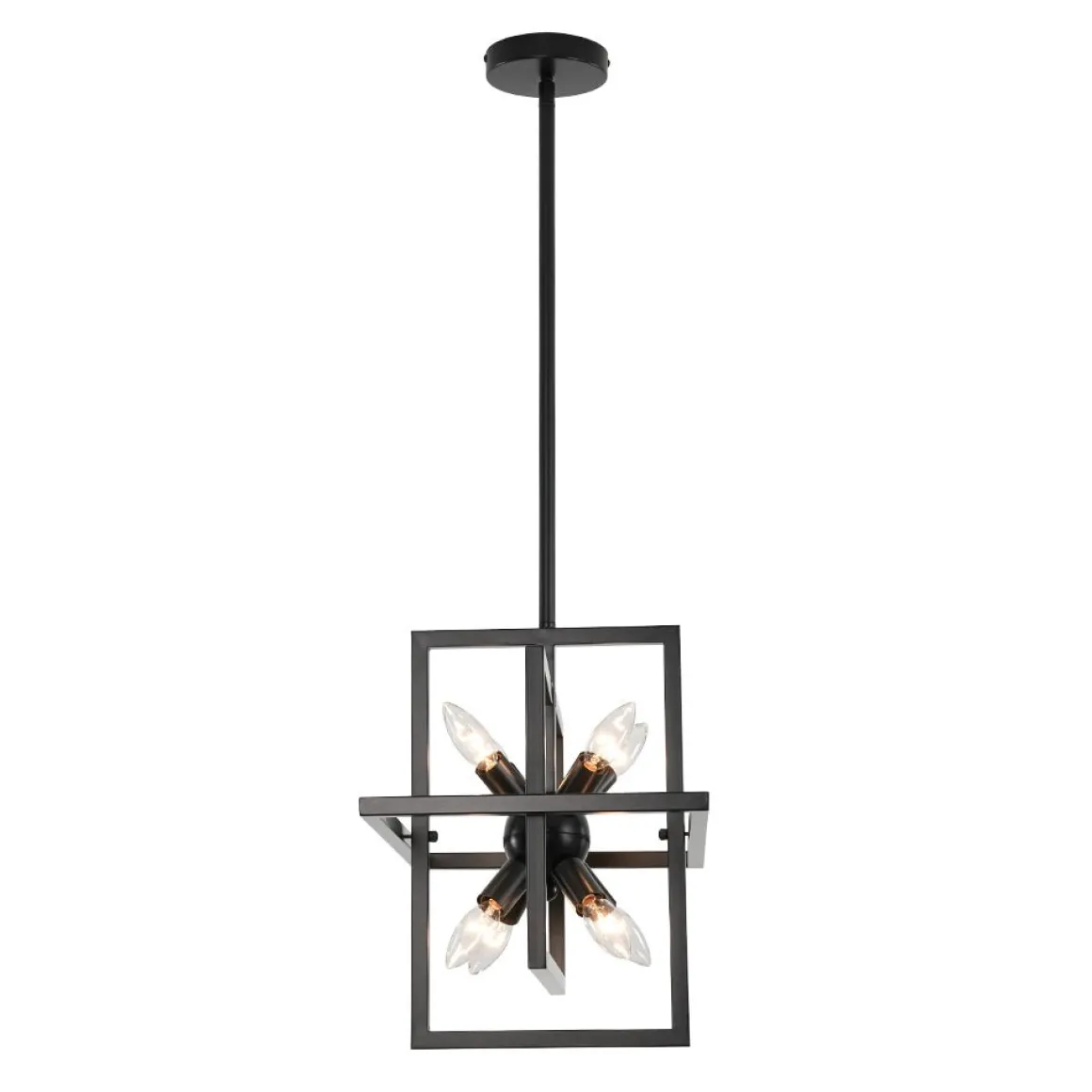 8-Light Vintage Sputnik Black Open Square Lantern Pendant