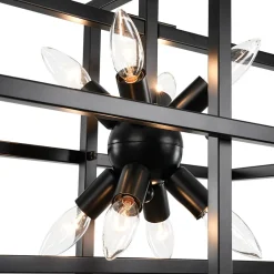 8-Light Vintage Sputnik Black Open Square Lantern Pendant