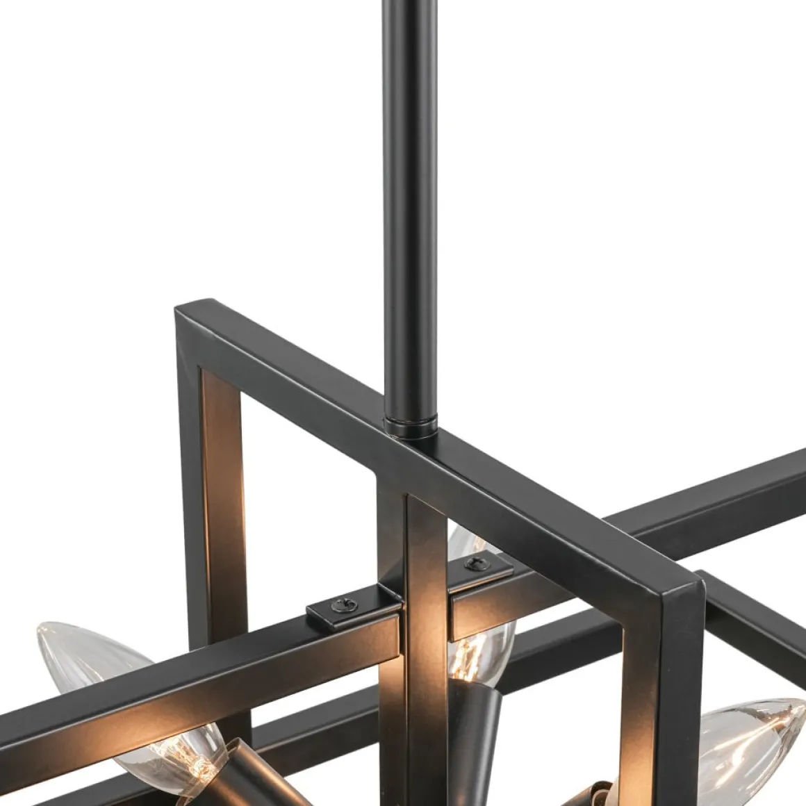 8-Light Vintage Sputnik Black Open Square Lantern Pendant