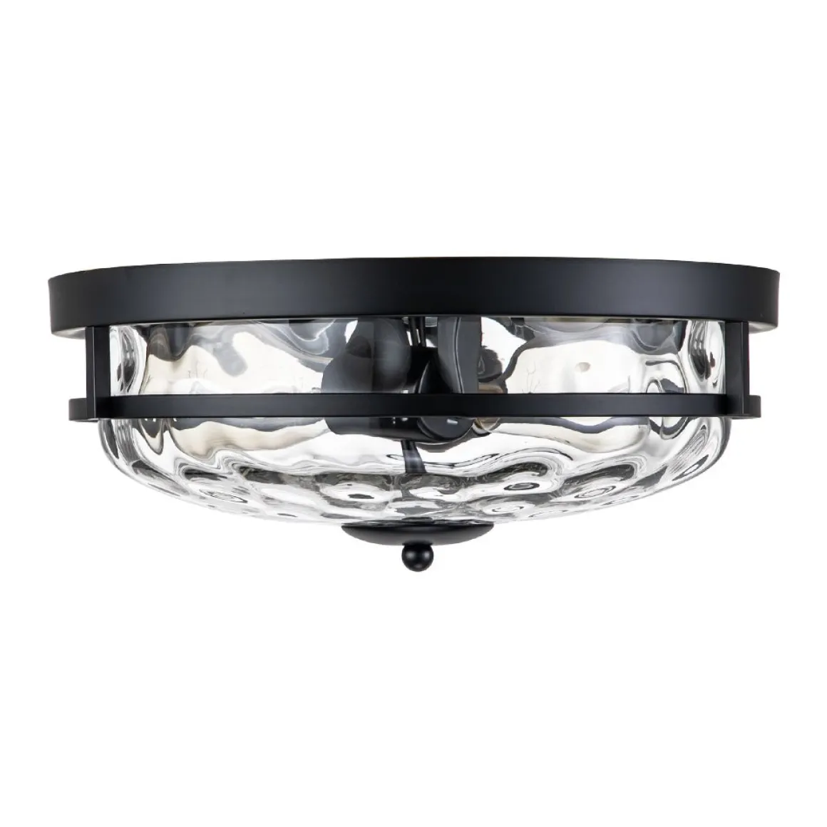 2-Light Water Glass Round Flush Mount Ceiling Light