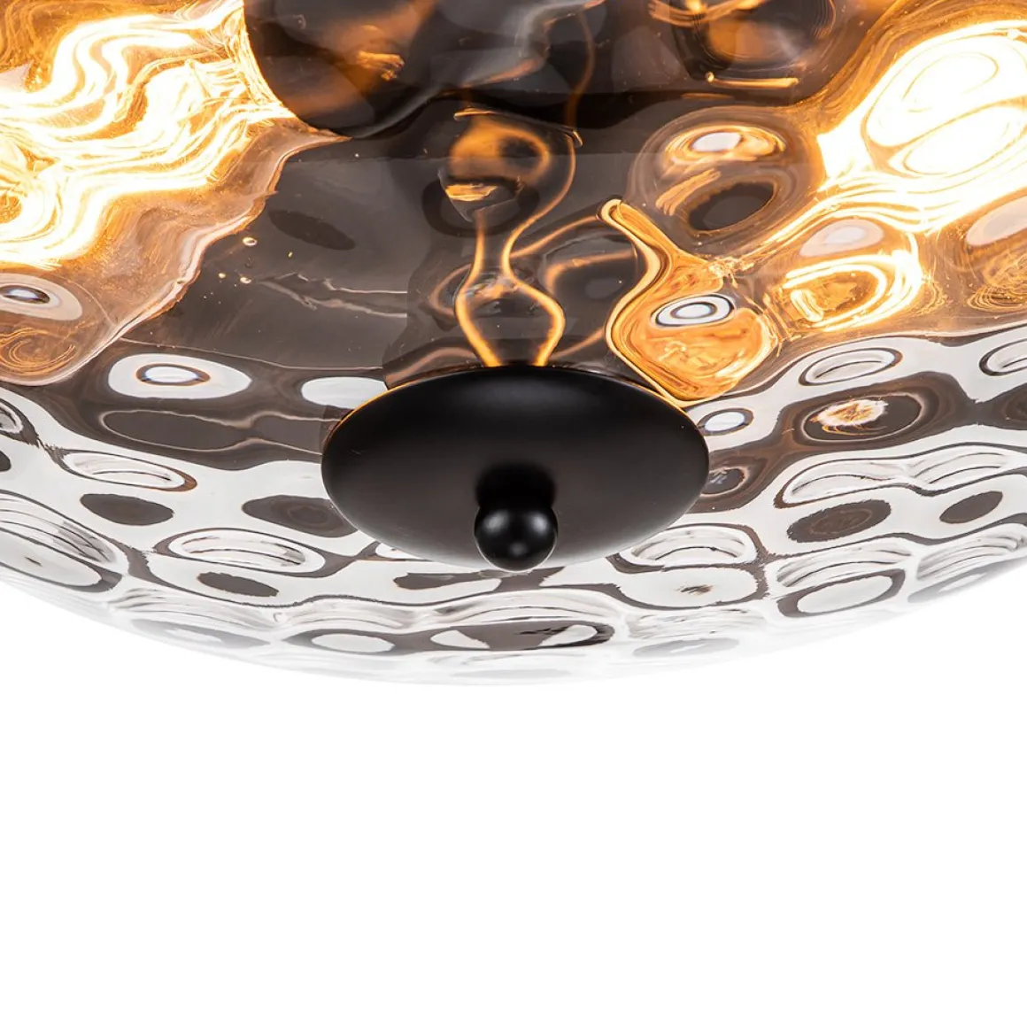 2-Light Water Glass Round Flush Mount Ceiling Light