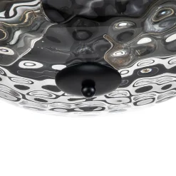 2-Light Water Glass Round Flush Mount Ceiling Light