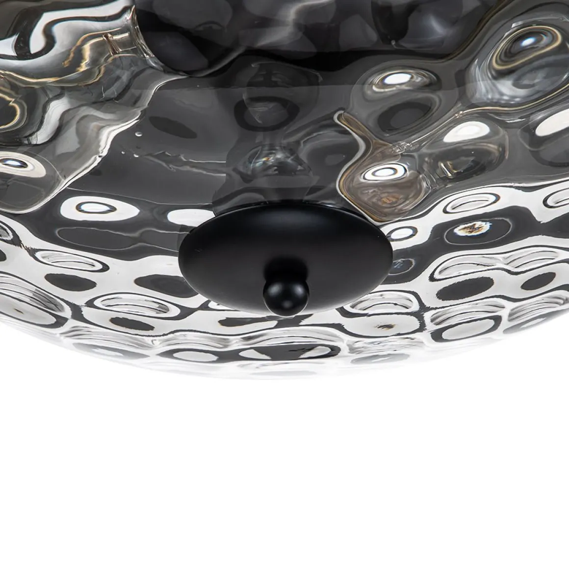 2-Light Water Glass Round Flush Mount Ceiling Light