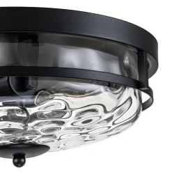 2-Light Water Glass Round Flush Mount Ceiling Light