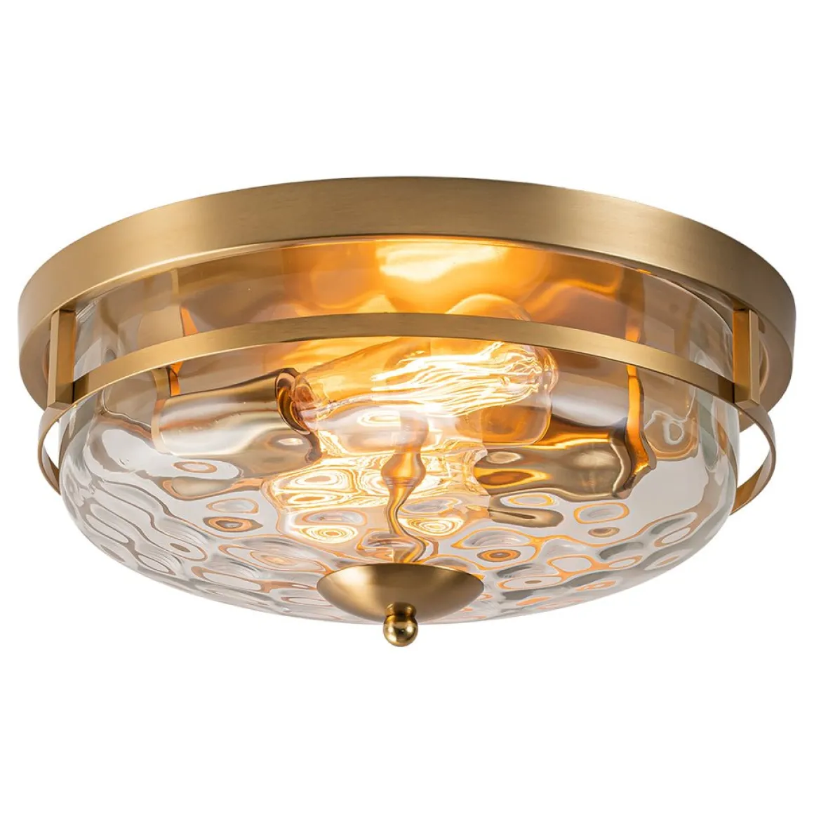 2-Light Water Glass Round Flush Mount Ceiling Light