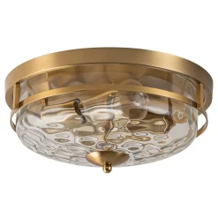 2-Light Water Glass Round Flush Mount Ceiling Light