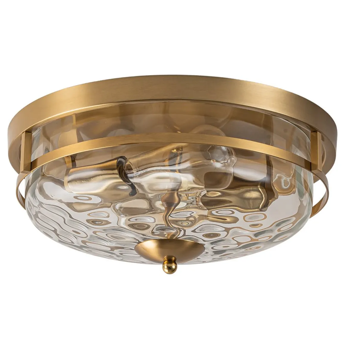 2-Light Water Glass Round Flush Mount Ceiling Light