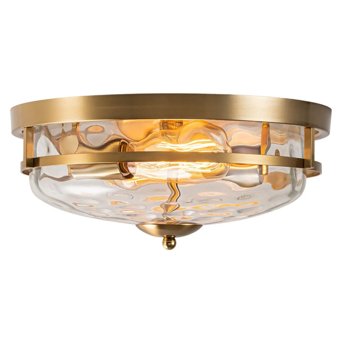 2-Light Water Glass Round Flush Mount Ceiling Light