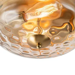 2-Light Water Glass Round Flush Mount Ceiling Light