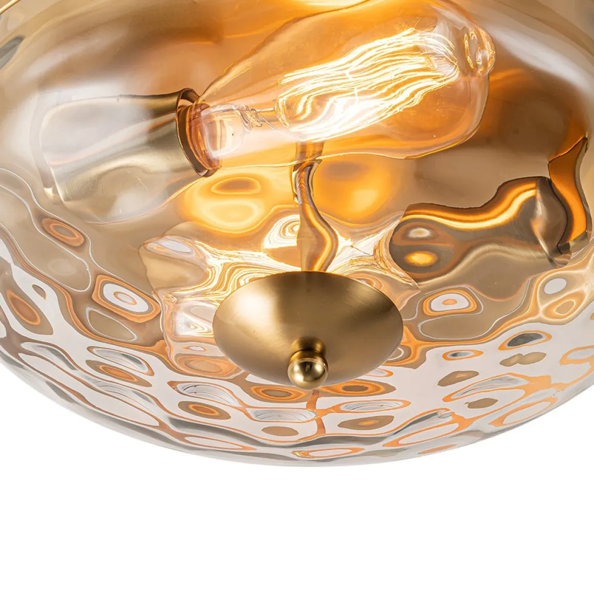 2-Light Water Glass Round Flush Mount Ceiling Light