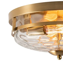2-Light Water Glass Round Flush Mount Ceiling Light
