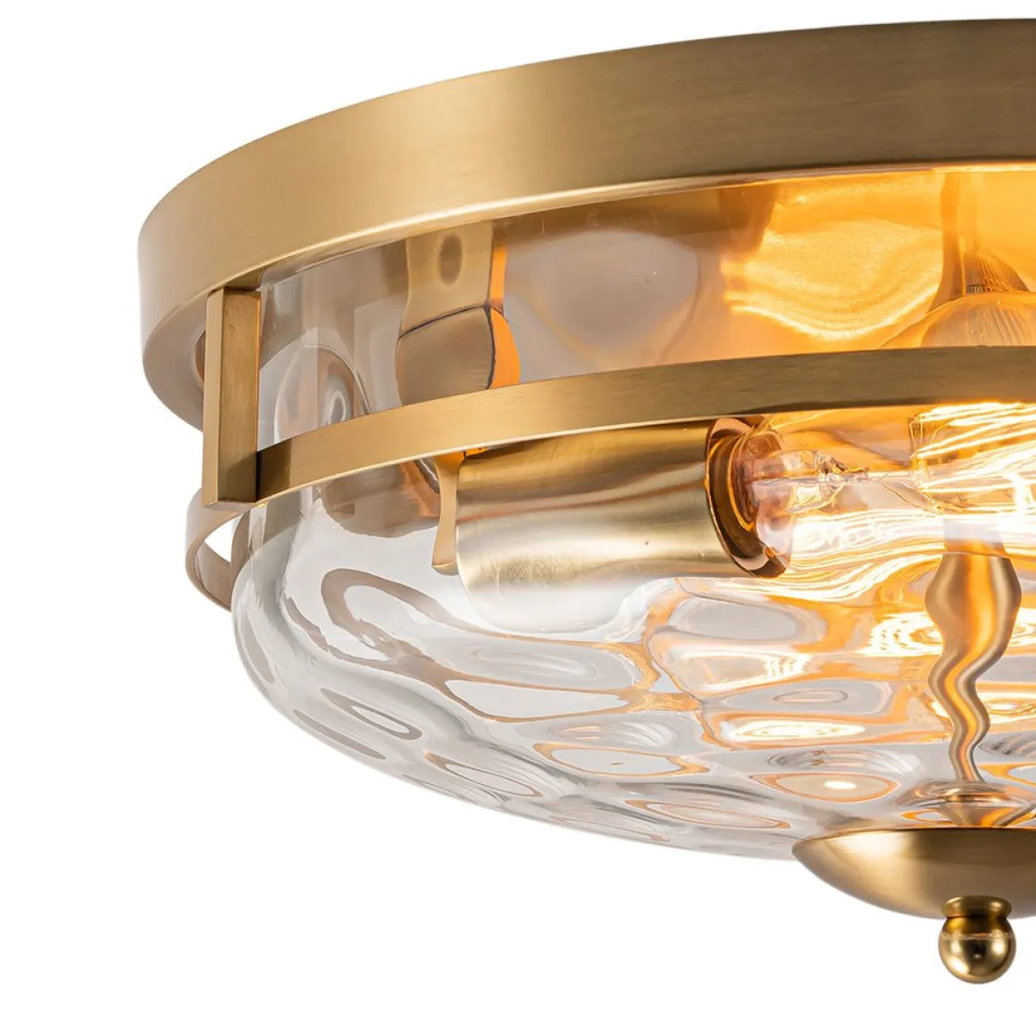 2-Light Water Glass Round Flush Mount Ceiling Light