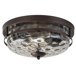 2-Light Water Glass Round Flush Mount Ceiling Light
