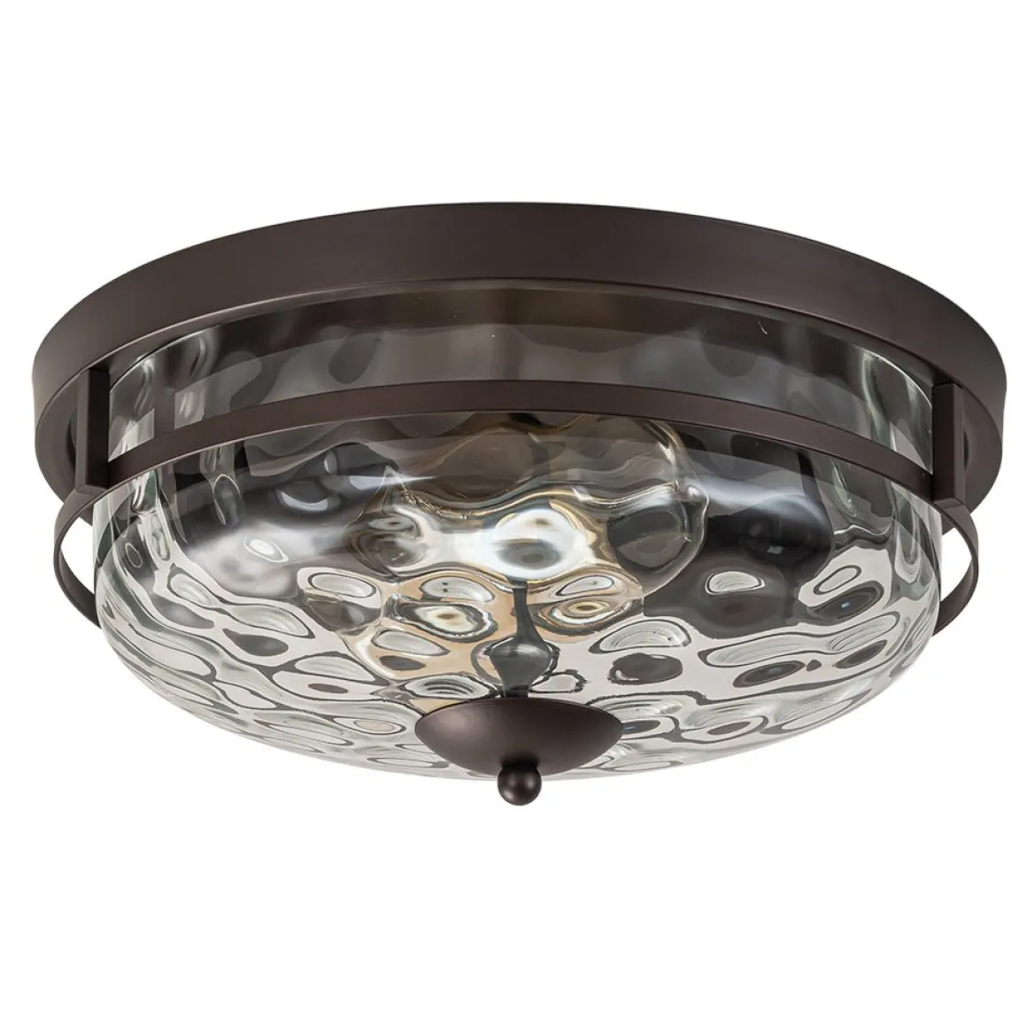 2-Light Water Glass Round Flush Mount Ceiling Light