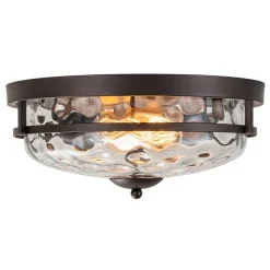 2-Light Water Glass Round Flush Mount Ceiling Light