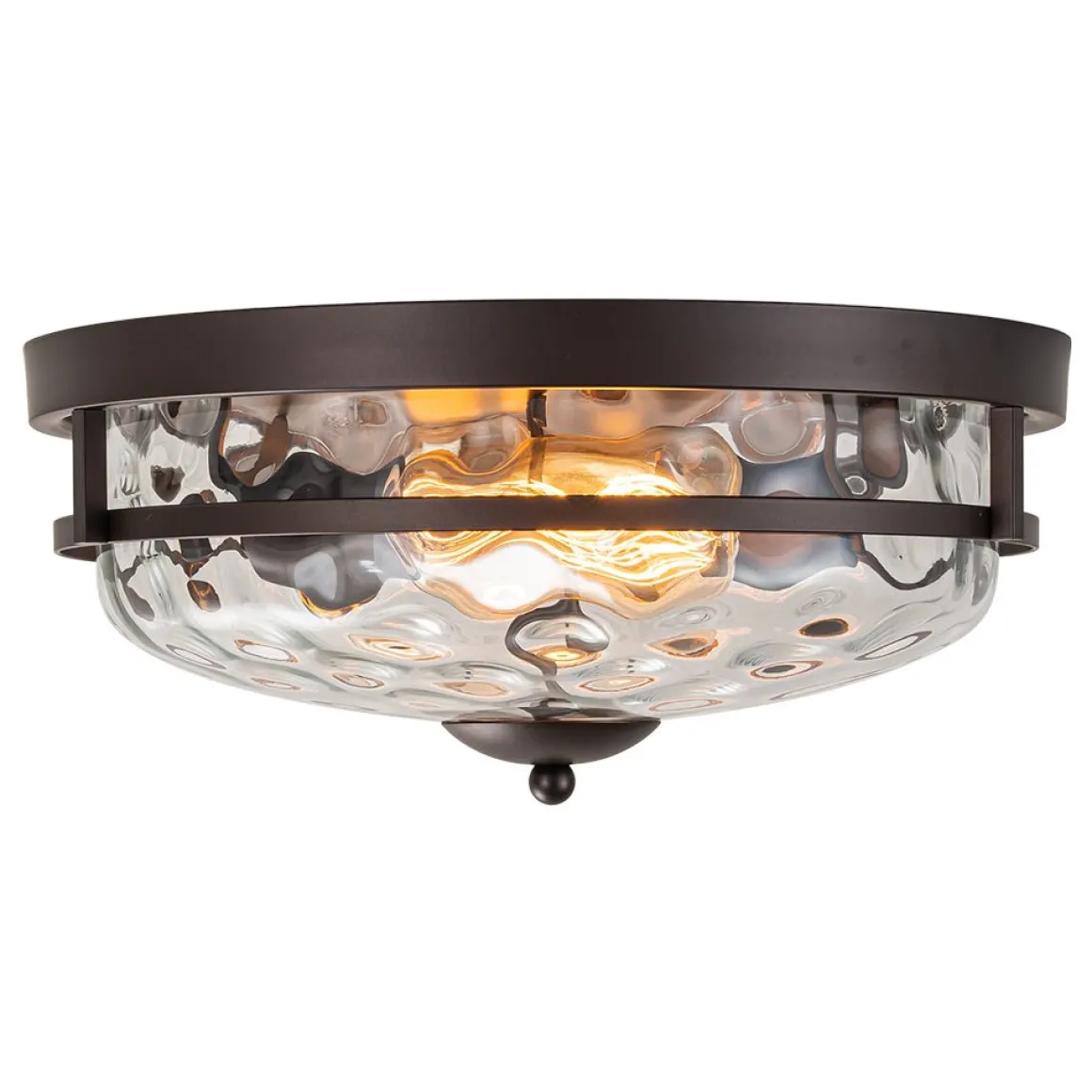 2-Light Water Glass Round Flush Mount Ceiling Light
