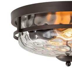 2-Light Water Glass Round Flush Mount Ceiling Light