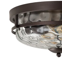2-Light Water Glass Round Flush Mount Ceiling Light