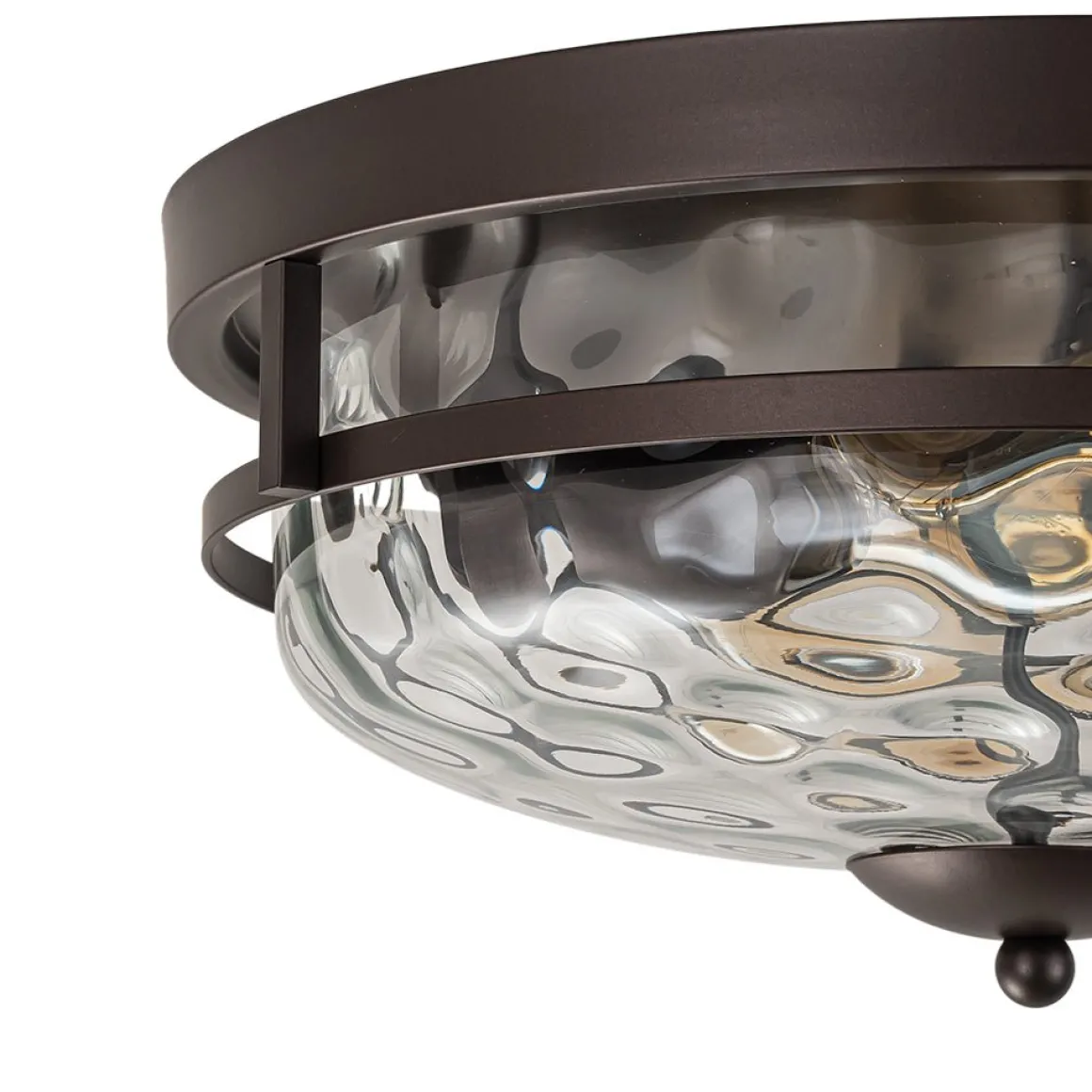2-Light Water Glass Round Flush Mount Ceiling Light