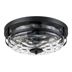 2-Light Water Glass Round Flush Mount Ceiling Light