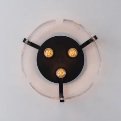3-Light Water Textured Glass Drum Cage Semi Flush Mount