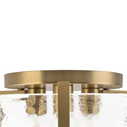 3-Light Water Textured Glass Drum Cage Semi Flush Mount