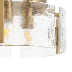 3-Light Water Textured Glass Drum Cage Semi Flush Mount