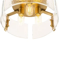 3-Light Water Textured Glass Drum Cage Semi Flush Mount