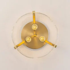 3-Light Water Textured Glass Drum Cage Semi Flush Mount
