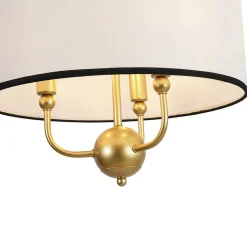 3-Light White Fabric Candle Style Round Drum Cage Pendant