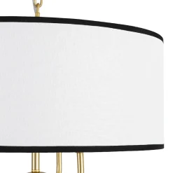 3-Light White Fabric Candle Style Round Drum Cage Pendant