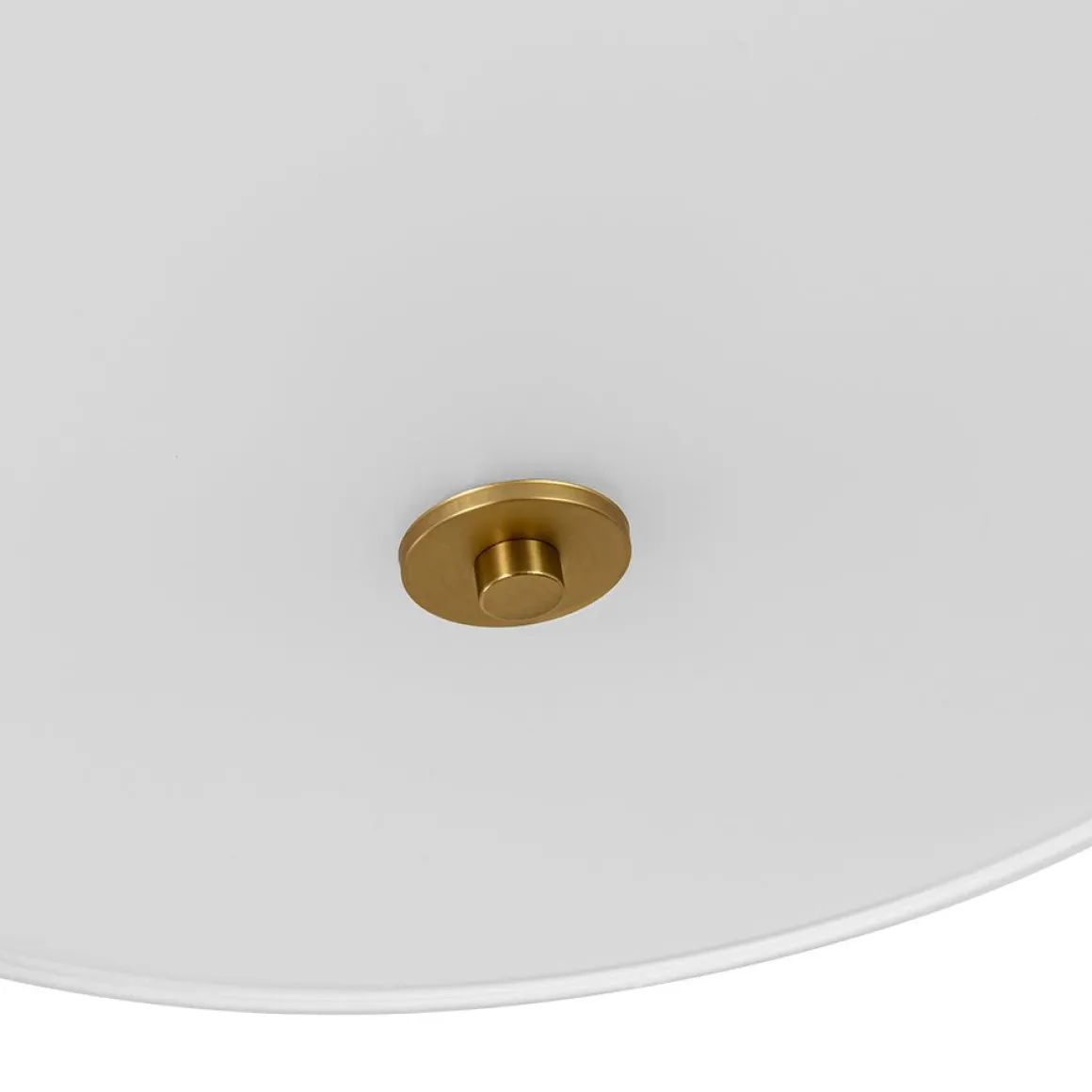 4-Light White Linen Round Drum Brass Semi Flush Mount