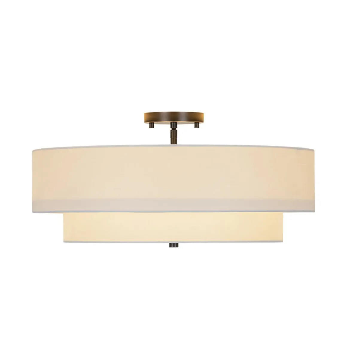 4-Light White Linen Round Drum Semi Flush Mount