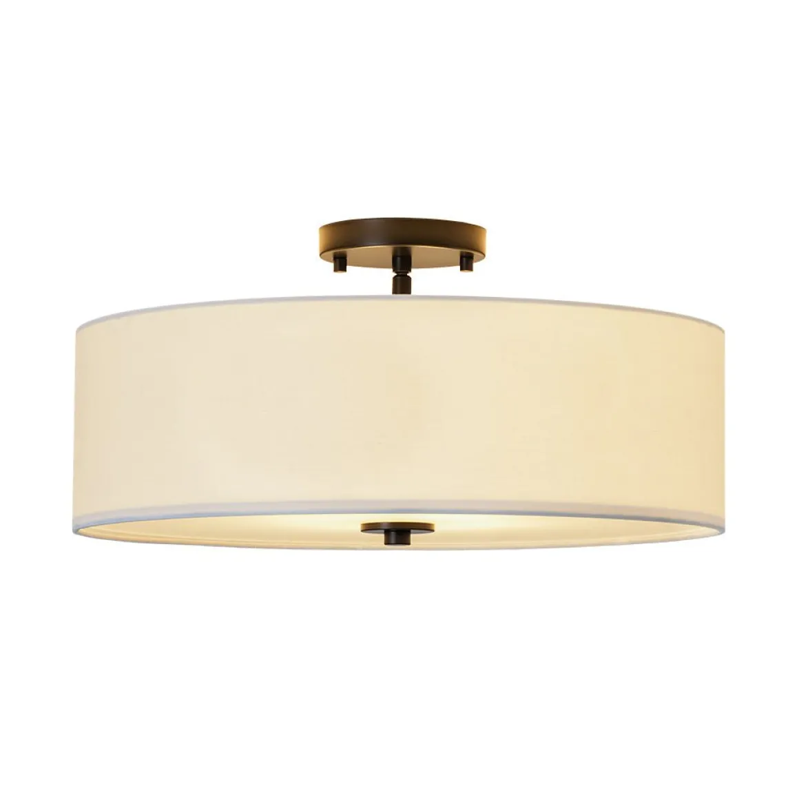 4-Light White Linen Round Drum Semi Flush Mount