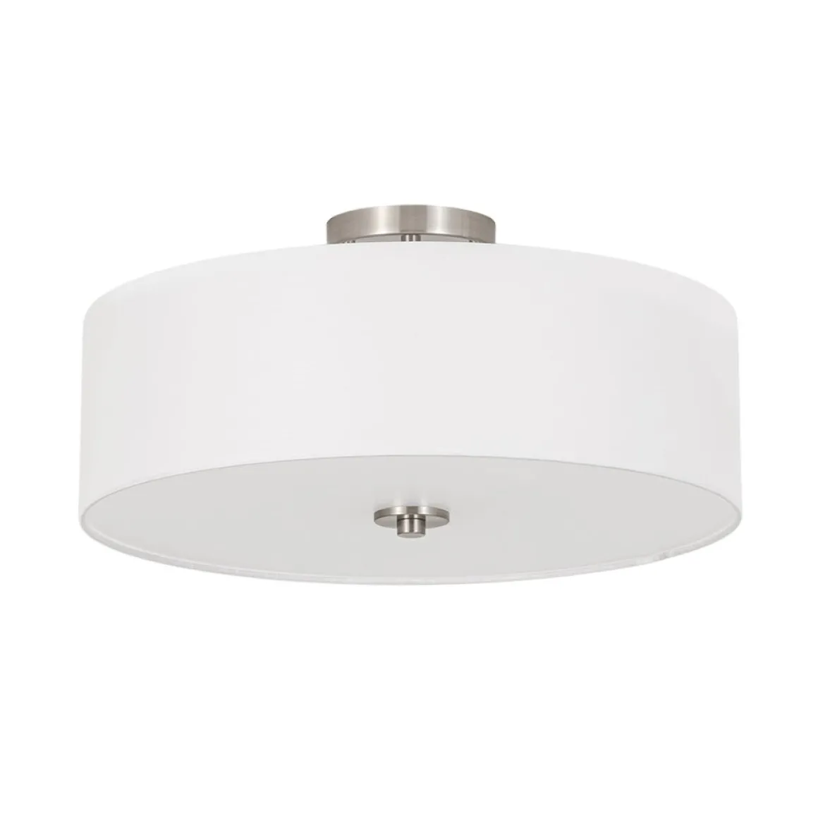 4-Light White Linen Round Drum Semi Flush Mount