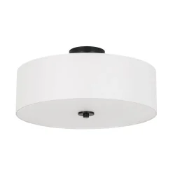 4-Light White Linen Round Drum Semi Flush Mount