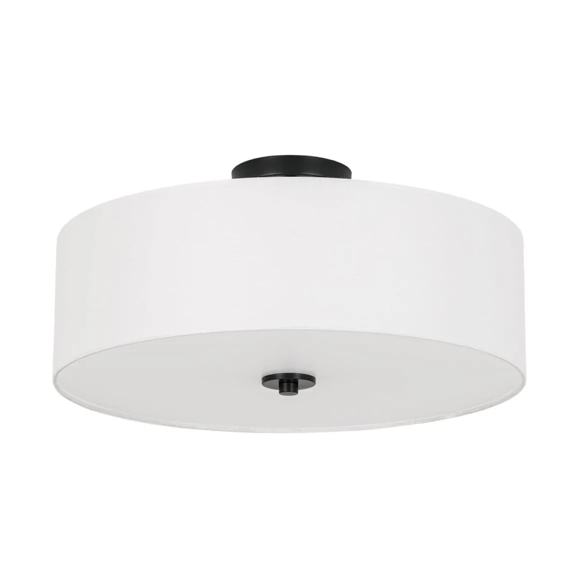 4-Light White Linen Round Drum Semi Flush Mount