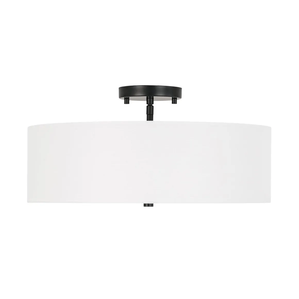 4-Light White Linen Round Drum Semi Flush Mount