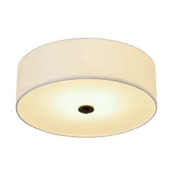 4-Light White Linen Round Drum Semi Flush Mount