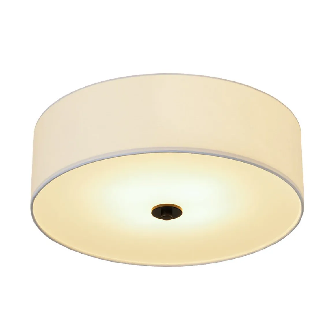 4-Light White Linen Round Drum Semi Flush Mount