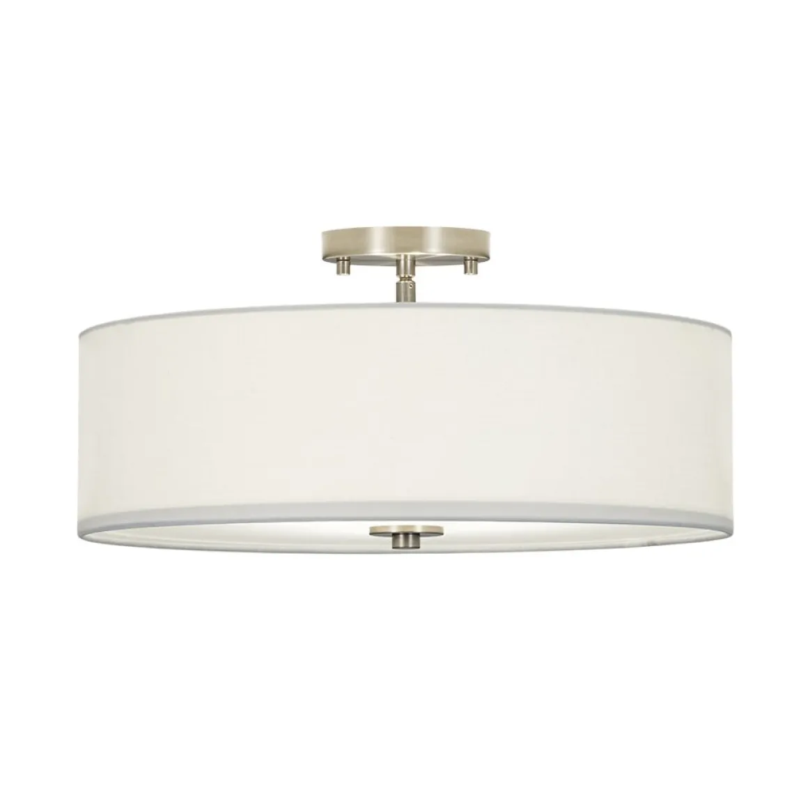 4-Light White Linen Round Drum Semi Flush Mount
