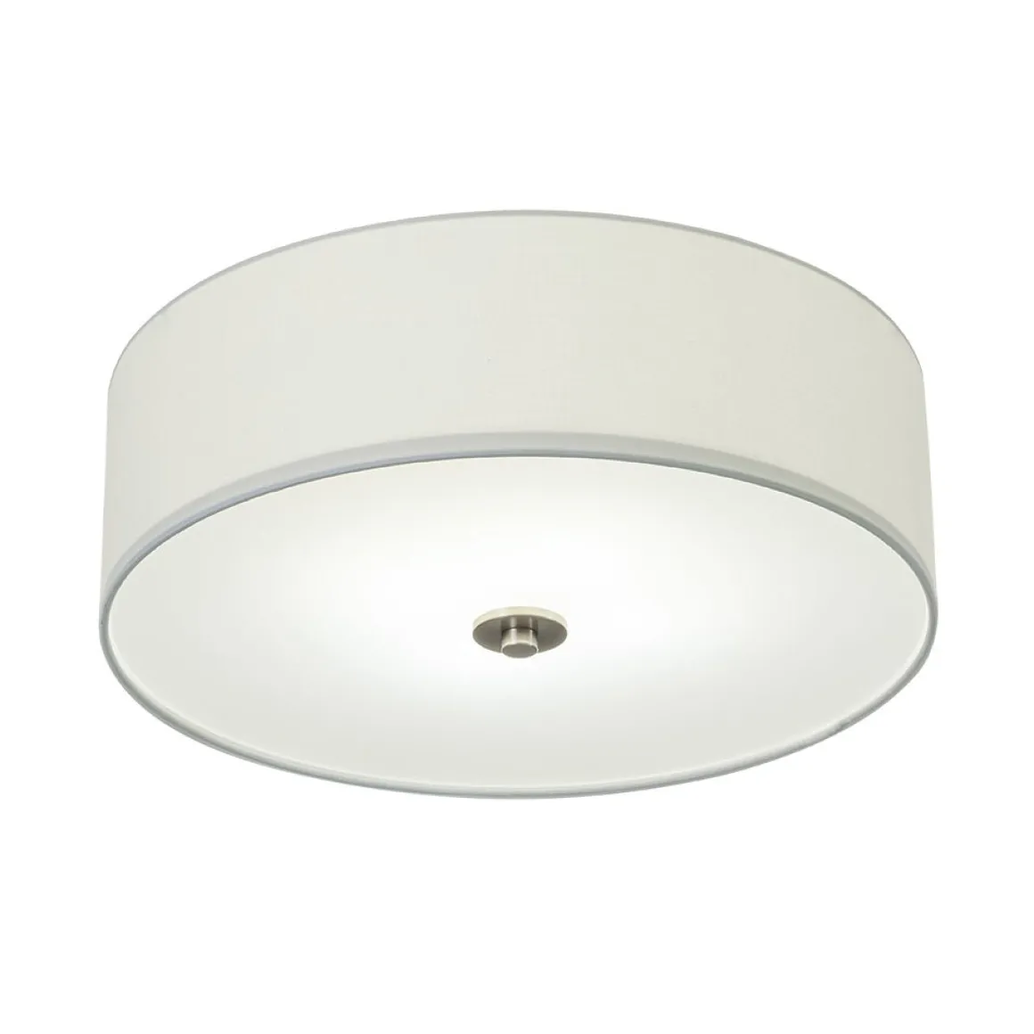 4-Light White Linen Round Drum Semi Flush Mount