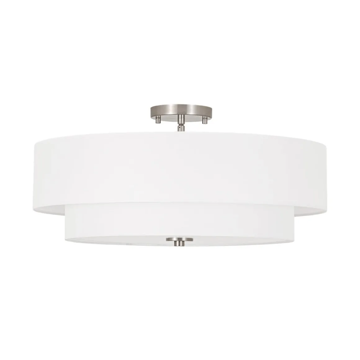 4-Light White Linen Round Drum Semi Flush Mount