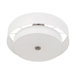 4-Light White Linen Round Drum Semi Flush Mount