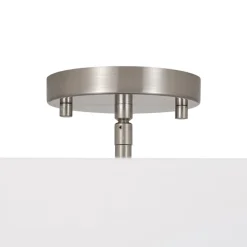 4-Light White Linen Round Drum Semi Flush Mount