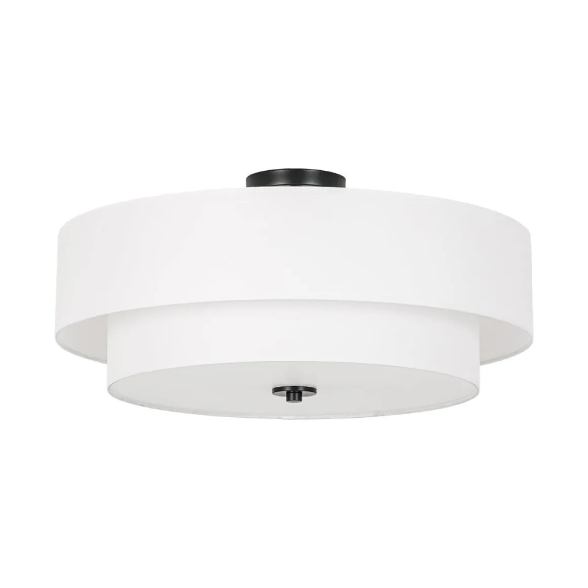 4-Light White Linen Round Drum Semi Flush Mount